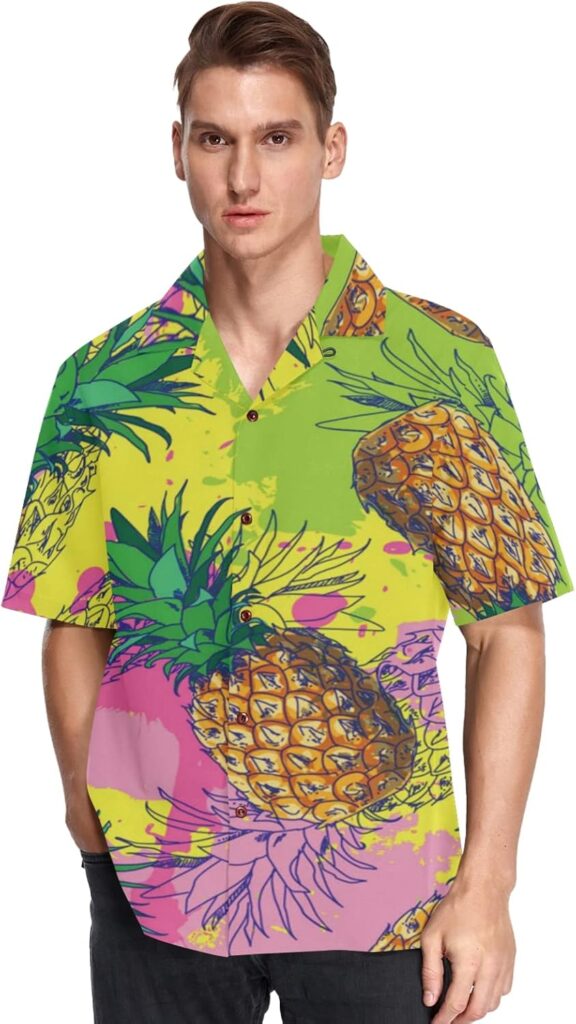 Camisa hawaiana amarilla arte de piña