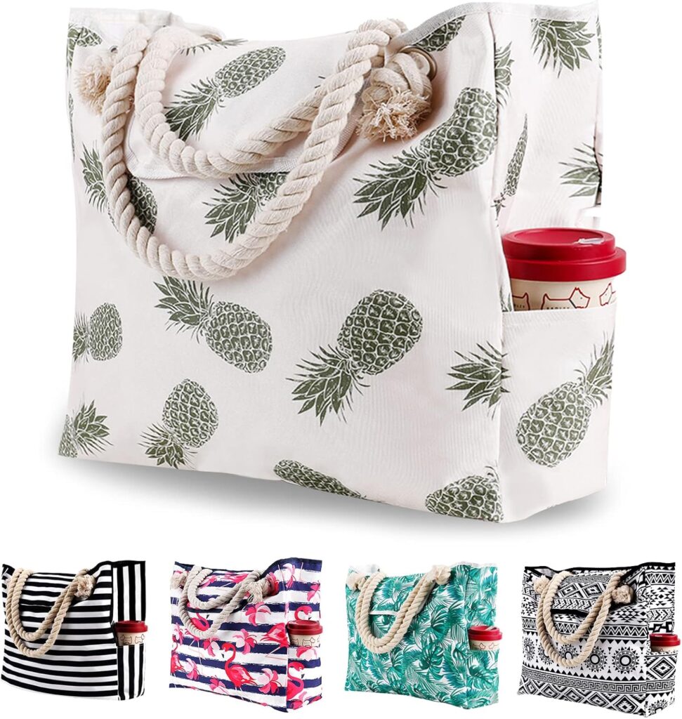 Bolso de playa grande con print tropical