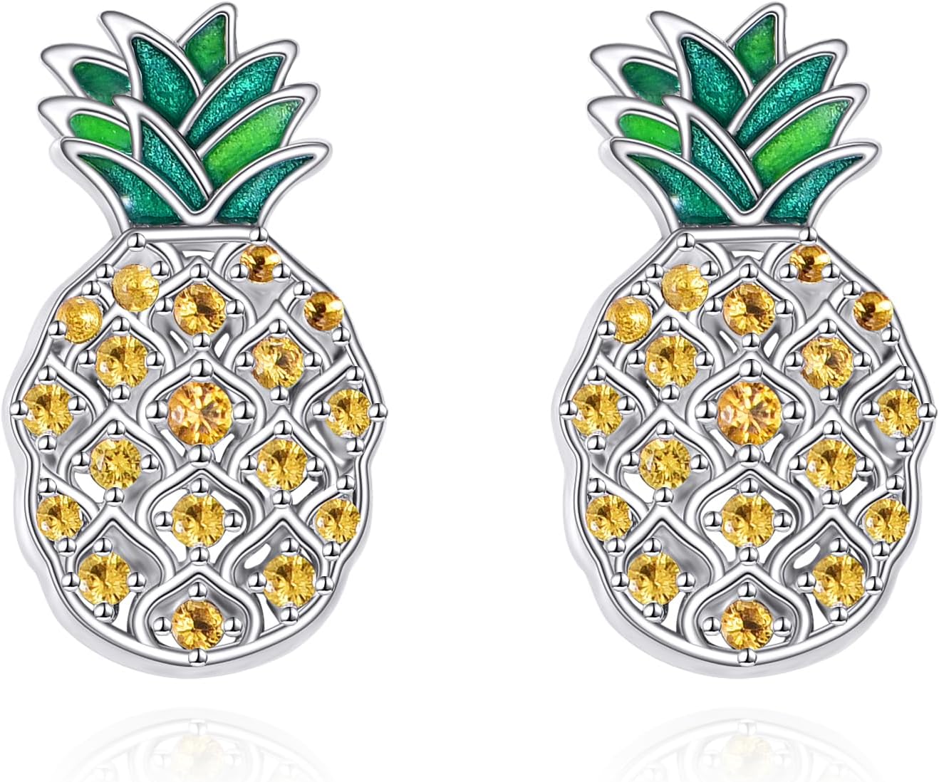 Pendientes de tuerca de piña en plata